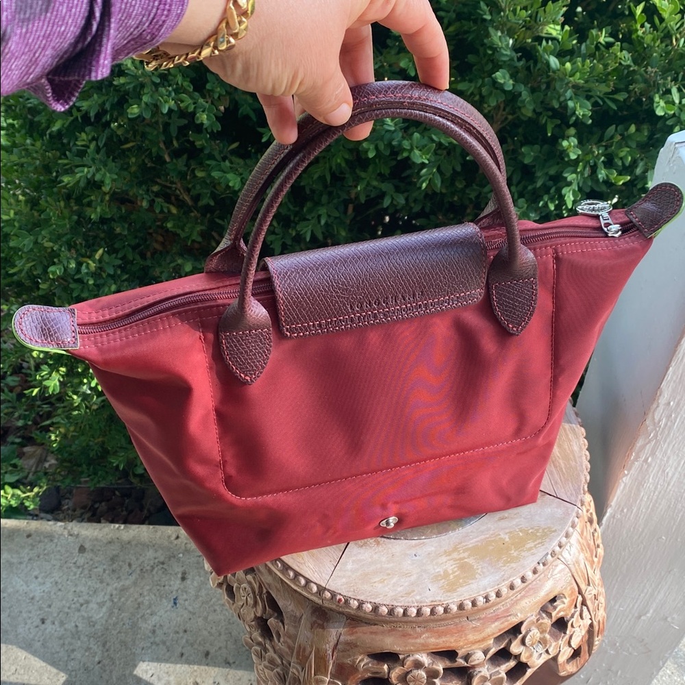 ❤️Authentic Longchamp Tote in Deep Burgundy with Brown Trim❤️ - Picture 6 of 17